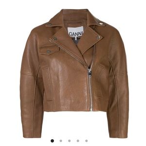 Ganni Cropped Textured Leather Jacket EU 34
